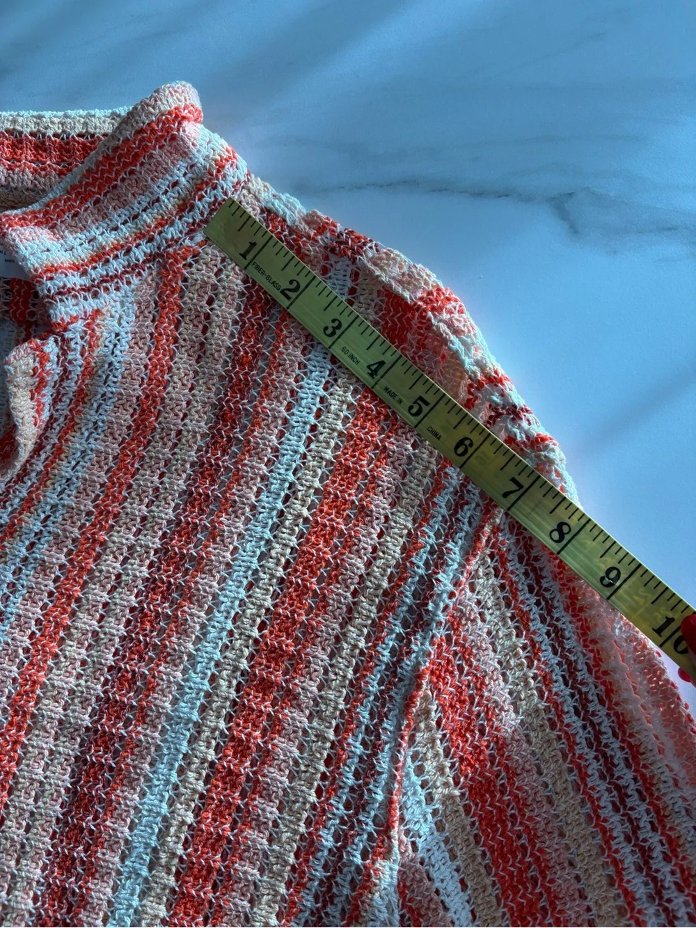 Zara Knit Short-Sleeve Striped Button-Down Resort Shirt in Coral sz L